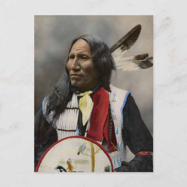 Chief Strejkas With Nose, Oglala Sioux 1899 Vykort (Framsida)