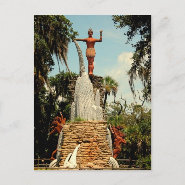 Chief Tomokie Statue, Tomoka State Park Poastcard Vykort (Framsida)
