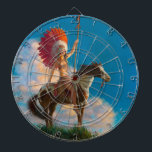 Chieftess Female Native Indian Darttavla<br><div class="desc">Stargazers tal - I den hårda skönheten hos den amerikanska Västern på 1930-talet trotsade en ung kvinna vid namn Elara förväntningarna. Hon var en vild som man kunde räkna med med med ett grymt rött hår, emerald ögon och en själ. - Elaras passion för hästar var oöverträffad. Hon tillbringade oräkneliga...</div>