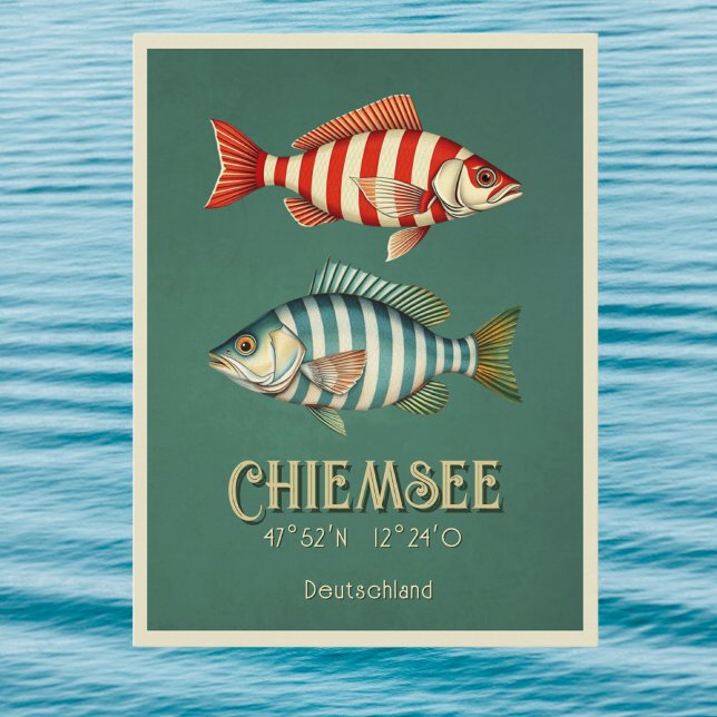 Chiemsee Sjö Chiem Tyskland vykort för fisk (Skapare uppladdad)