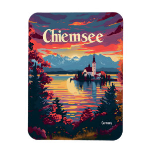 Chiemsee Tyskland vintage art Magnet