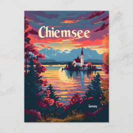 Chiemsee Tyskland vintage art Vykort
