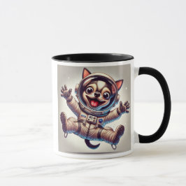 Chien astronaute en mission spatiale. mugg