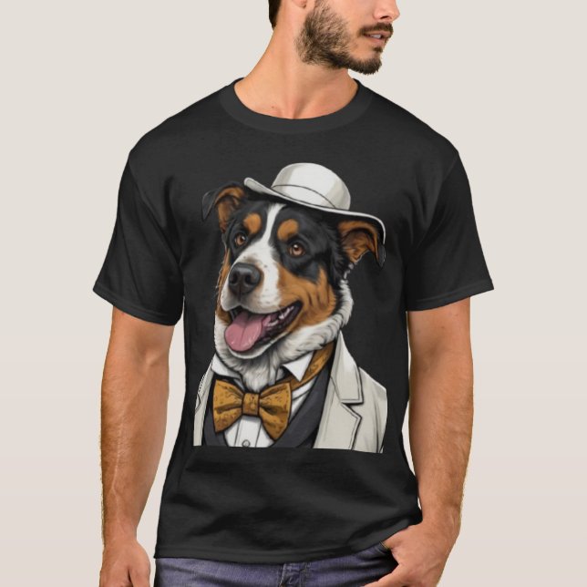 Chien berger australien amusant en costume t shirt (Framsida)