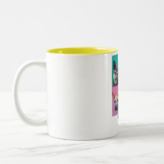 chien en sticker sur tasse jaune Två-Tonad mugg