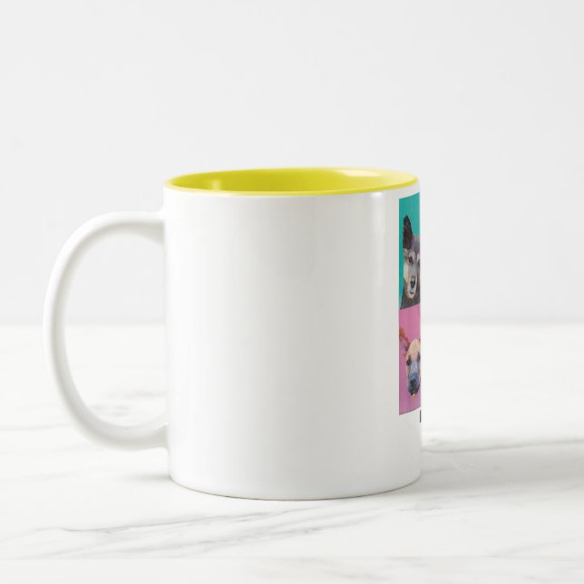 chien en sticker sur tasse jaune Två-Tonad mugg (Vänster)