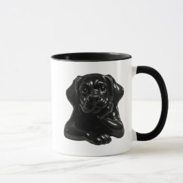 Chien noir cartoon au regard attendrissants en 3D. Mugg