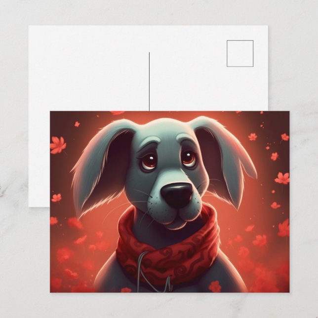 Chien Rouge Vykort (Fram/baksida)