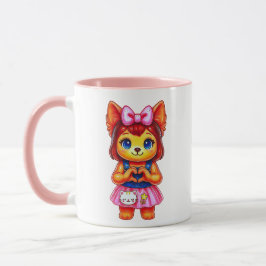 Chienne Kawaii Nœud Rose Mugg