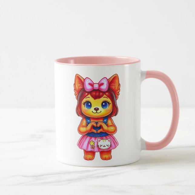 Chienne Kawaii Nœud Rose Mugg (Höger)