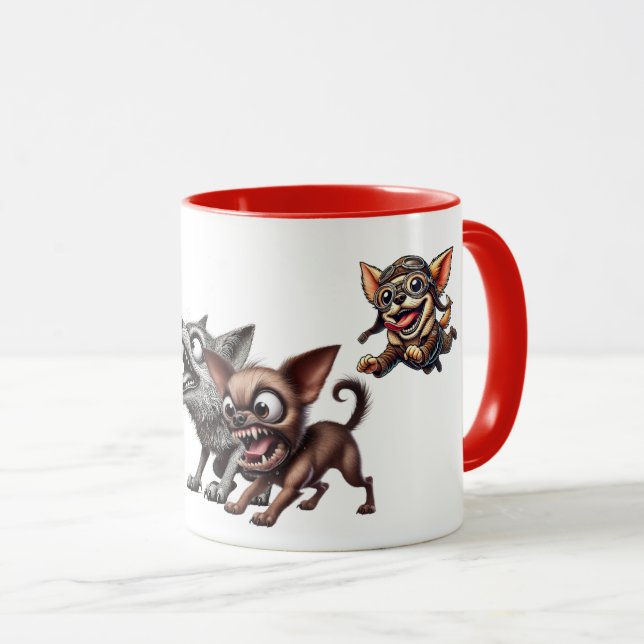 Chiens méchants prêts à s'affronter. mugg (Framsida höger)