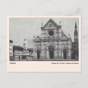 Chiesa di S Croce e Statua di Dante Florence Vykort
