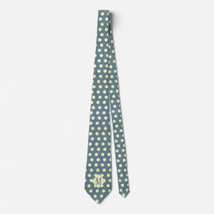Chiffon & Slate Grått Polka dots Monogram Necktie Slips