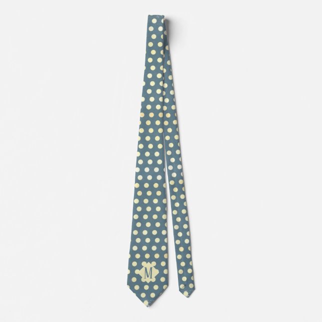 Chiffon & Slate Grått Polka dots Monogram Necktie Slips (Framsida)