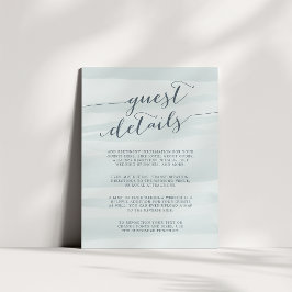 Chiffon Watercolor Gästinformation Kort | Hav