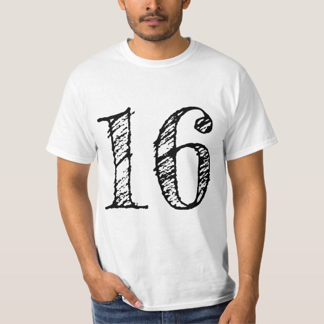 chiffre 16 numéro seize manuscrit géant t shirt (Framsida)