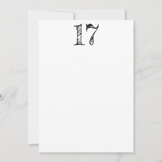 chiffre 17 numéro dix-sept manuscrit géant inbjudningar (Baksida)