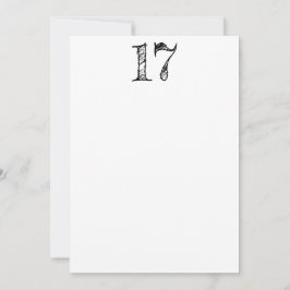 chiffre 17 numéro dix-sept manuscrit géant inbjudningar