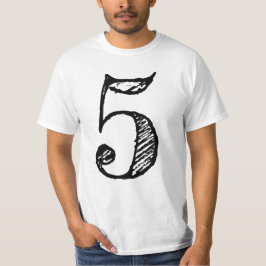 chiffre 5 numéro cinq manuscrit géant t shirt