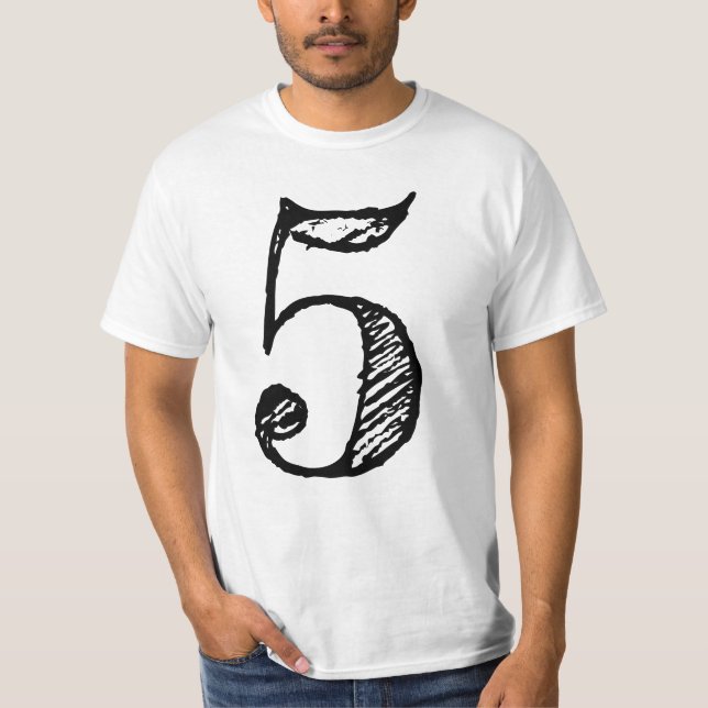 chiffre 5 numéro cinq manuscrit géant t shirt (Framsida)