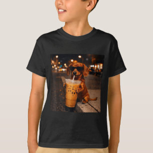 Chihua rolig dachshund dricker iskaffe älskare t shirt