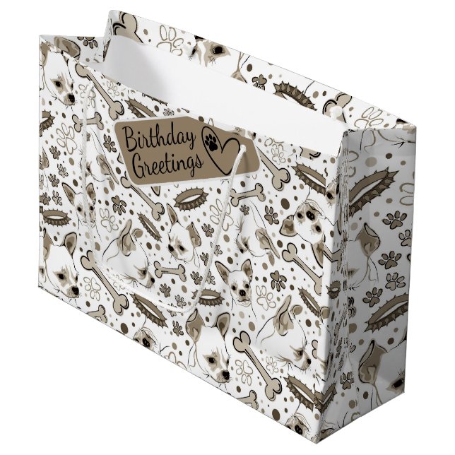 Chihuaha illustrerade sömlös mönster (Framsidan Vinklad)