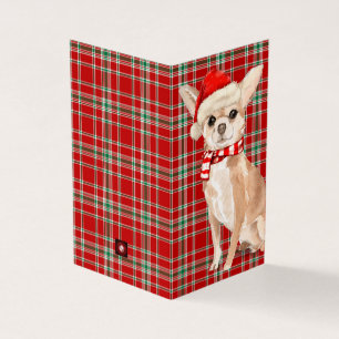 Chihuahu Jul Hund Red and Grönt Play Helgdag Kort