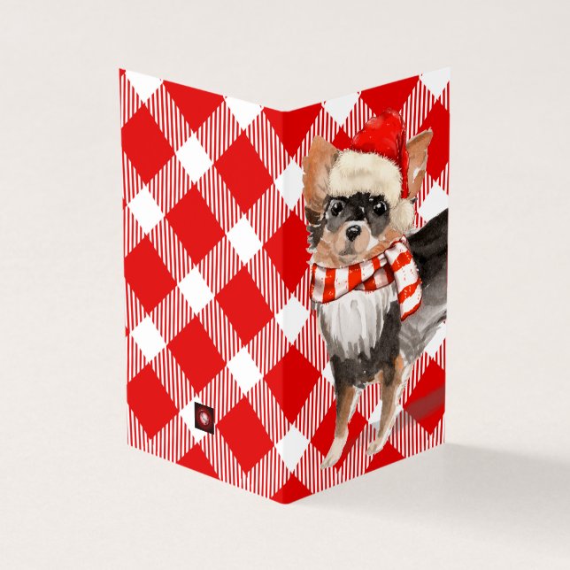 Chihuahu Jul Hund Red and White Play Helgdag Kort (Utsida)