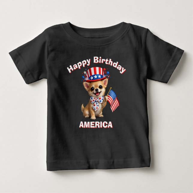 Chihuahua (2ad) Patriotisk Barn T-Shirt (Framsida)