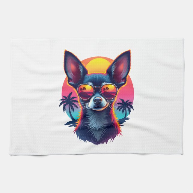 Chihuahua  Abstract Painting  Colour  Cute Dog Cop Kökshandduk (Horisontell)