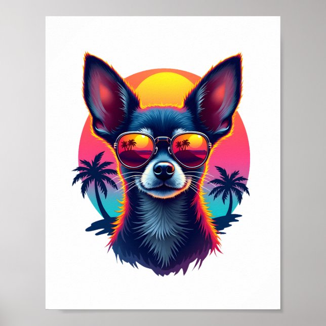 Chihuahua Abstrakt Painting Färg Cute Hund Cop Poster (Framsidan)