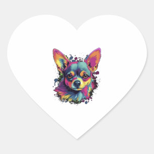 Chihuahua Abstrakt Painting Färg Cute Hund Hjärtformat Klistermärke