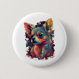 Chihuahua Abstrakt Painting Färg Cute Hund Knapp