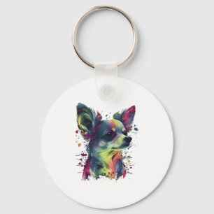 Chihuahua Abstrakt Painting Färg Cute Hund Nyckelring