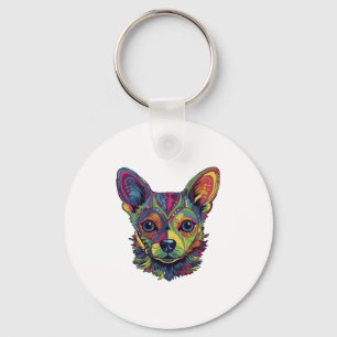 Chihuahua Abstrakt Painting Färg Cute Hund Nyckelring