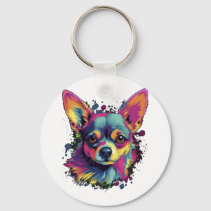 Chihuahua Abstrakt Painting Färg Cute Hund Nyckelring