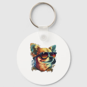 Chihuahua Abstrakt Painting Färg Cute Hund Nyckelring