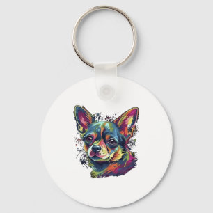 Chihuahua Abstrakt Painting Färg Cute Hund Nyckelring