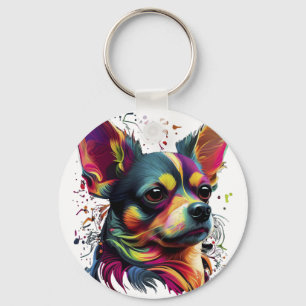 Chihuahua Abstrakt Painting Färg Cute Hund Nyckelring