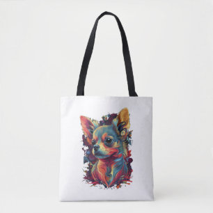 Chihuahua Abstrakt Painting Färg Cute Hund Tygkasse