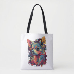 Chihuahua Abstrakt Painting Färg Cute Hund Tygkasse