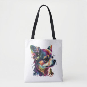 Chihuahua Abstrakt Painting Färg Cute Hund Tygkasse