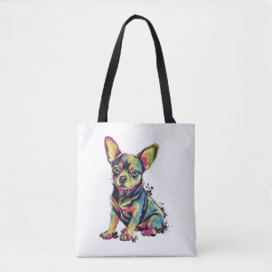 Chihuahua Abstrakt Painting Färg Cute Hund Tygkasse