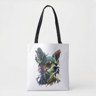 Chihuahua Abstrakt Painting Färg Cute Hund Tygkasse