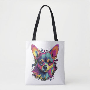 Chihuahua Abstrakt Painting Färg Cute Hund Tygkasse