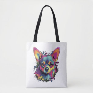 Chihuahua Abstrakt Painting Färg Cute Hund Tygkasse