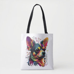 Chihuahua Abstrakt Painting Färg Cute Hund Tygkasse