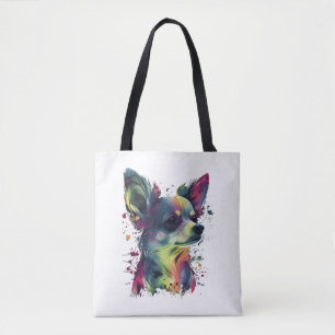 Chihuahua Abstrakt Painting Färg Cute Hund Tygkasse