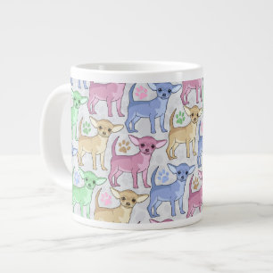 Chihuahua Älskare Färgglatt Mönster Jumbo Mugg