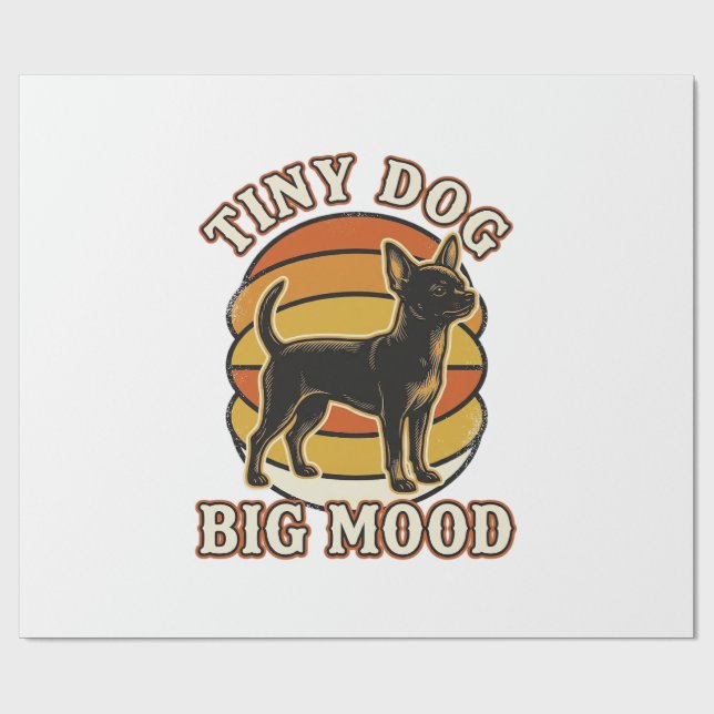 Chihuahua Älskare Tröja Retro Graverad Hund Humor  Presentpapper (Platt)